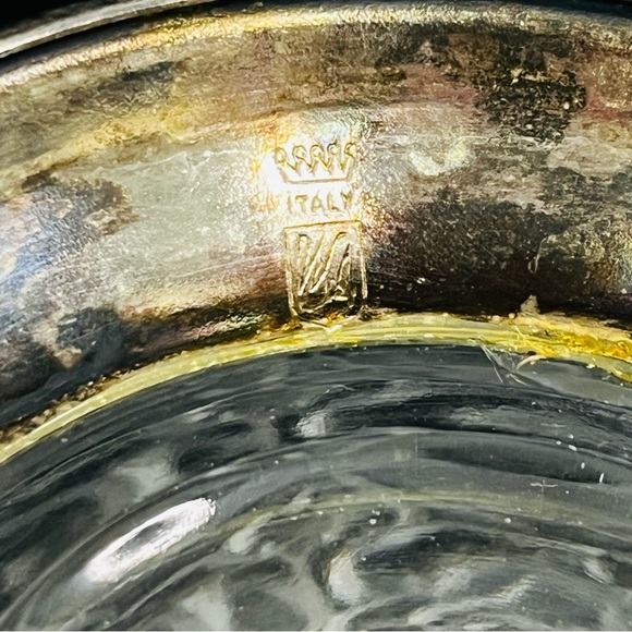 william adam’s frosted glass rose bowl mcm embossed silver plated italy - Picture 8 of 9